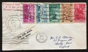United States 1956 Air Mail letter sent to England, five 3C stamps - Picture 1 of 1