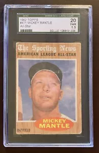 1962 Topps #471 MICKEY MANTLE All-Star card SGC 1.5 Fair/20 - Picture 1 of 2