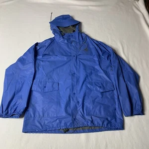 VINTAGE Columbia Rain Jacket Mens Large Blue Waterproof Visor Hood Vented - Picture 1 of 6