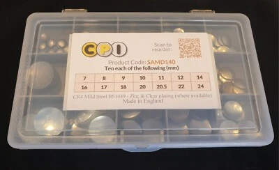 Small Assorted Metric Dish / Welch Steel Core Plugs - Mild Steel BS1449 Qty: 140 - Image 1 of 3