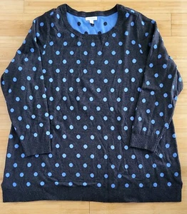 Women's Plus Size 3X Charter Club Polka Dot Sweater. Charcoal & Periwinkle. - Picture 1 of 5