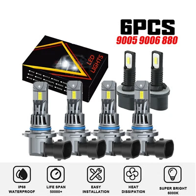 Combo de luces LED altas bajas + antiniebla de 6 piezas para GMC Envoy 2002-2009 6000 k Foto 1 de 4