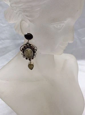  Pendientes Nicky Butler Plata de Ley 925 Cuarzo Rutilado Granate Pierce Foto 1 de 4