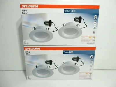 Лот из 2 Sylvania 2 упаковки светодиодный утопленный светильник RT4 50 Вт 4 дюйма белый с адаптером - Изображение 1 из 4