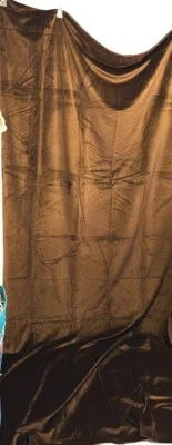Pair Vintage Curtains Velvet Chocolate Brown 107x54" 100% Polyester - Image 1 of 4