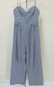 ZARA Striped Jumpsuit With Belt wide leg fit  L DEFECT - Picture 1 of 9