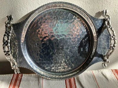 VTG Hand Wrought Creations Rodney Kent Tray Hammered Aluminum Dogwood Handles - Image 1 of 4