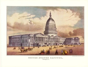 Currier & IVES 1952 Estados Unidos Capitolio Washington DC 12x15 impresión litografía - Imagen 1 de 2