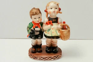 Vintage Occupied Japan Boy and Girl w/ Flower & Basket - Picture 1 of 7