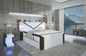 Boxspringbett Komplettbett Bett Luxus LED Beleuchtung USB Comfort LYON Matratze - Bild 1 von 9