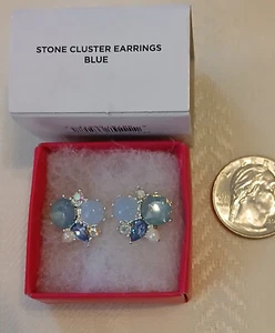 AVON 2023 Studio 1886 Stone Cluster Post Earrings Shades of Blue NIB - Picture 1 of 1