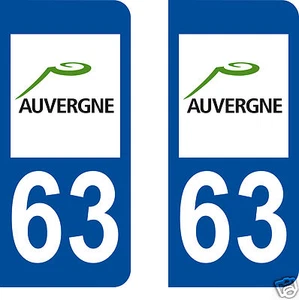 Autocollant plaque immatriculation département 63 Auvergne 2 ex - Bild 1 von 1