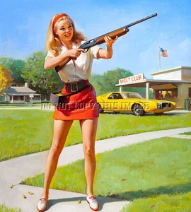 ANTIQUE 8X10 PHOTOGRAPH PRINT PRETTY WOMAN SHOOTING SKEET REMINGTON 1100 SHOTGUN - Picture 1 of 1