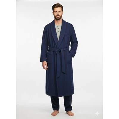 Pendleton Robe Mens OS Blue Red Striped Wool Belted Classic Lounge Timeless VTG - Image 1 of 4