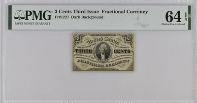 FR 1227 - 3c THIRD ISSUE - DARK BACKGROUND - PMG 64 EPQ - CU - FREE SHIPPING !! - Image 1 of 4