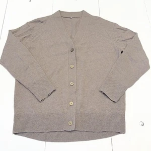 Muji Cardigan Sweater Womens Large Brown 100% Wool Button Front Knit - Picture 1 of 8