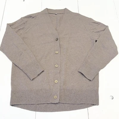 Muji кардиган свитер женщин большой коричневый 100% шерсти кнопка спереди вязаный - Изображение 1 из 4