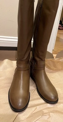 NOVO Tamanho 9 Bota de Equitação Feminina Frye Melissa Cinto Couro Alto Cinza Escuro - Imagem 1 de 4