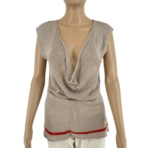 GANT Women Beige Knitted 100% Linen Scoop Neck Top Size S - Picture 1 of 8