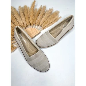 Grasshoppers Cleo Wedge Stripe Flats Size 8 Cream Orthalite Comfort - Picture 1 of 7