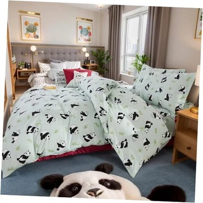  Funda nórdica niños 100 % muselina algodón panda para niñas niños linda doble verde Foto 1 de 4