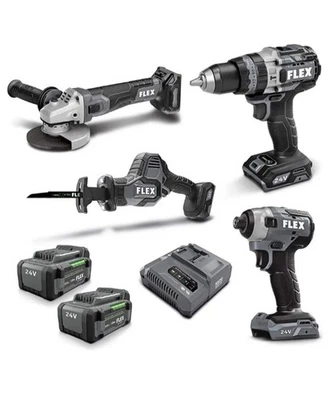 NEW Flex 24V Brushless 4 Piece 2 x 5.0AH Combo Kit FXMA407-2C - Image 1 of 4