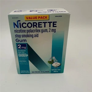 Nicorette Value Pack 2 mg Nicotine Gum-White Ice Mint-160 Count Expiration 08/27 - Picture 1 of 2