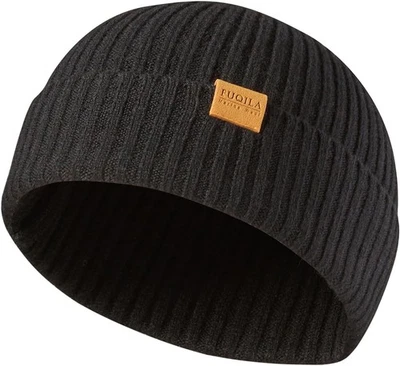 Gorro de Pescador 100% Lana Merino, Unisex Cálido Invierno Sombreros, Negro Suave  Foto 1 de 4