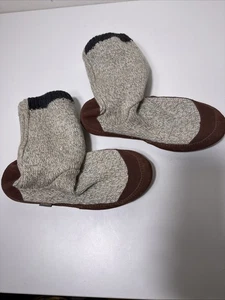 Acorn Slipper Sweater Socks Leather Sole Size Men's 9/10 Oatmeal - Picture 1 of 5