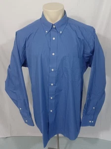 Chaps Men's Blue Wrinkle Free Cotton Blend Button Front Shirt 17.5 34-35 Classic - Picture 1 of 10