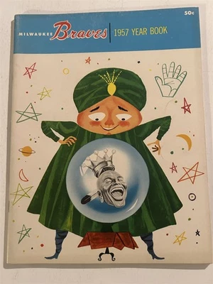 1957 MILWAUKEE BRAVES Yearbook HANK AARON Warren SPAHN Eddie MATHEWS Joe Adcock - Image 1 of 4