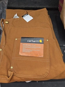 NWT Carhartt Bib Overalls Duck Quilt Lined Men 36x30 Double Knee R02 BRN USA - Picture 1 of 7