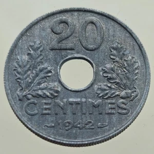 20 Centimes 1942 Etat Français Zinc Qualité France - Picture 1 of 4
