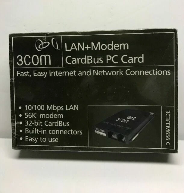 3COM 3C3FEM656C 10/100 LAN+MODEM CARDBUS PC CARD NEW OLD STOCK SEALED - Image 1 of 1