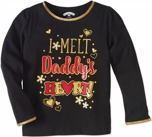 HOLIDAY TIME TODDLER GIRLS LONG SLEEVE T-SHIRT ‘I MELT DADDY’S HEART’ 3T [CHR6] - Picture 1 of 1
