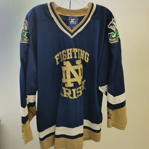 VTG 90s University Of Norte Dame Fighting Irish Starter Hockey Jersey Large - Picture 1 of 6