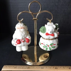 Lenox Holiday Salt & Pepper Shakers Christmas Santa & Toys Stand (BM SW) - Picture 1 of 7