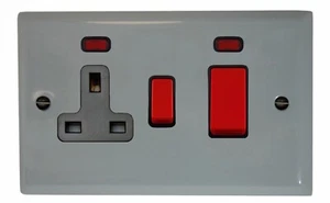 Interruptor de cocina G&H SLG29B placa de espectro gris claro 45 amperios DP y enchufe 13A - Imagen 1 de 1