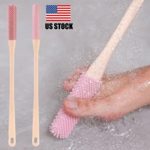 2× Toe Gap Cleaning Brush Foot Scrubber Silicone Shower 15.7" Long Handle Brush - Picture 1 of 19