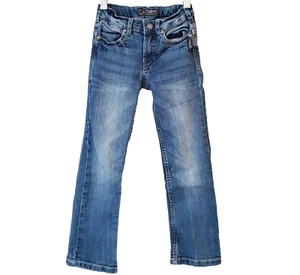 Silver Girls Tammy Jeans Size 5 Blue Slim Straight Leg Stretch Adjustable Bands - Picture 1 of 10