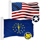 G128 Combo American Flag 2.5X4 Ft & Indiana In State Flag 2.5X4 Ft Embroidered