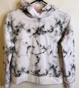 AIR JORDAN Nike Hoodie Sweatshirt Tie Dye Black White Marble Youth Large YL GIRL - Picture 1 of 4