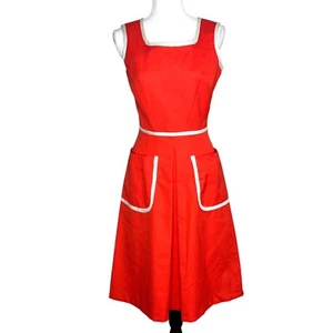 Vintage 60's Pat Premo California A-Line Dress Pockets Orange/White Trim Sz 4/6? - Picture 1 of 8