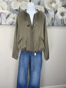 Banana Republic Women's Lightweight Bomber Jacket Green SZ L NEW 100% Authentic - Picture 1 of 19
