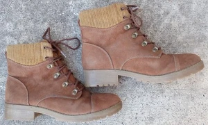 Universal Thread Womens Brown Faux Suede Winter Lace Up Winter Boots Size 9 - Picture 1 of 7