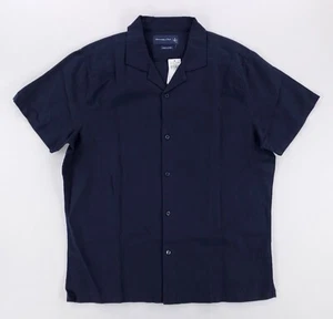Abercrombie & Fitch Linen Blend Navy Blue Button Up Shirt Mens XL NWT - Picture 1 of 7