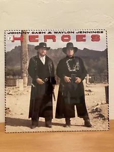 Johnny Cash & Waylon Jennings Heroes IN SHRINK Vinyl LP NM/NM- 1986 Record - Picture 1 of 4