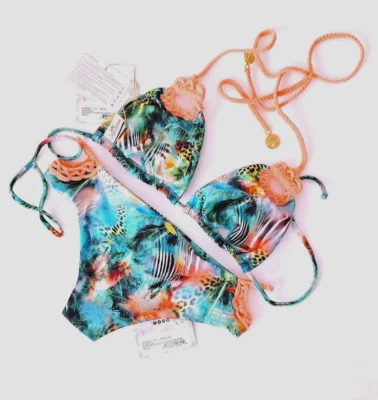 Luli Fama Miami Nice Crochet triangle swimwear S top S bottom set NWT - Image 1 of 4