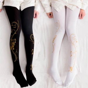 Japanese Lolita Floral Tights Pantyhose Cosplay Socks Stockings Mori Girls Cute - Picture 1 of 6