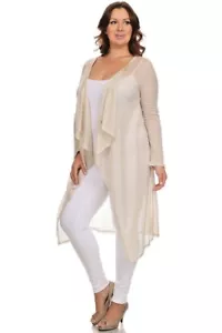 Nuevo cárdigan abierto de punto beige talla grande para mujer talla grande talla 1X EE. UU. - Imagen 1 de 4